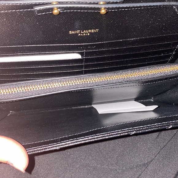 Selling a Black Saint Laurent Large Monogram Quilted Leather Wallet on a Chain - Picture 6 of 13